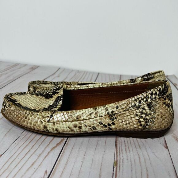 GEOX Respira Snakeskin Leather Loafers - Picture 1 of 10